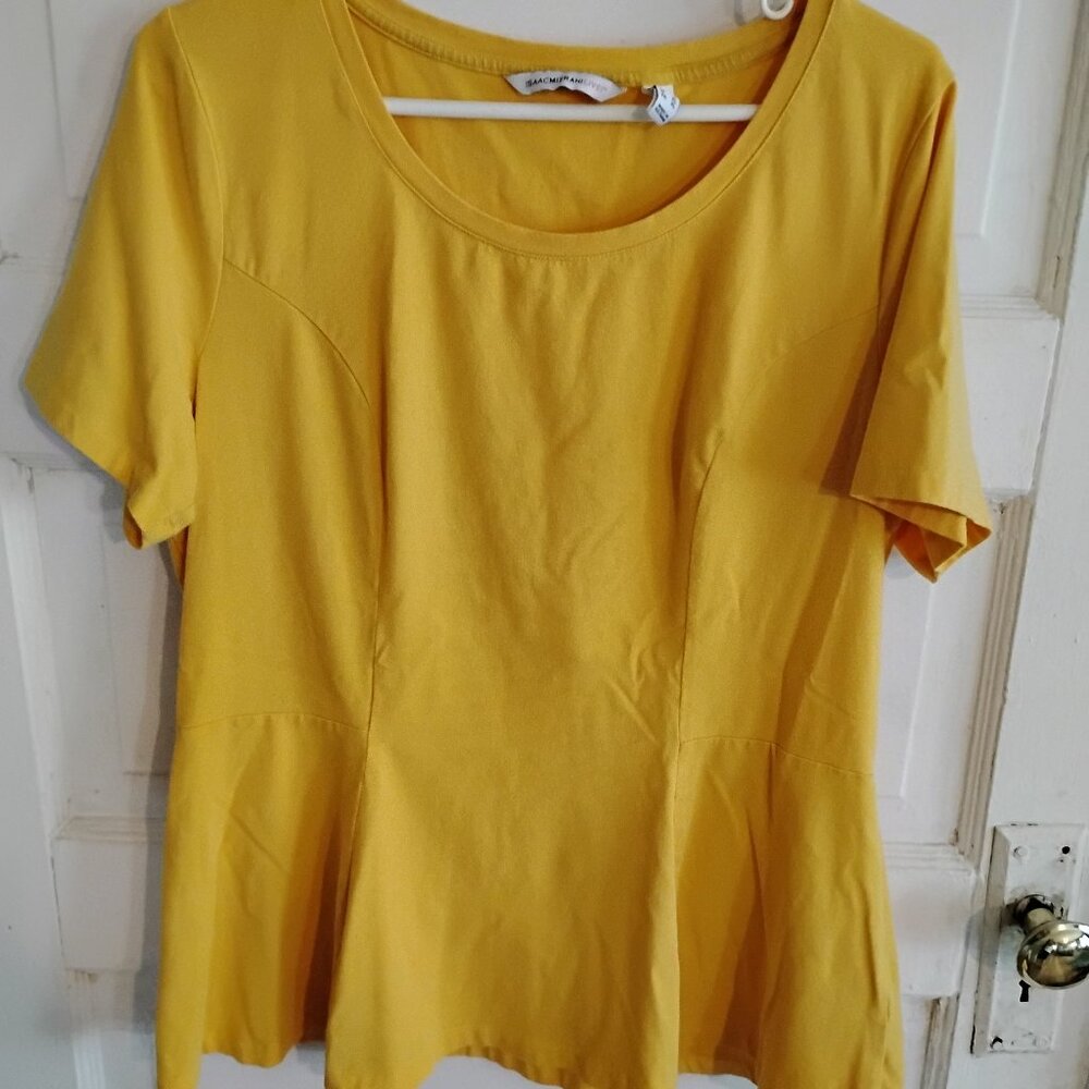 2 Isaac Mizrahi Live! Seamed Peplum Knit tops Size L